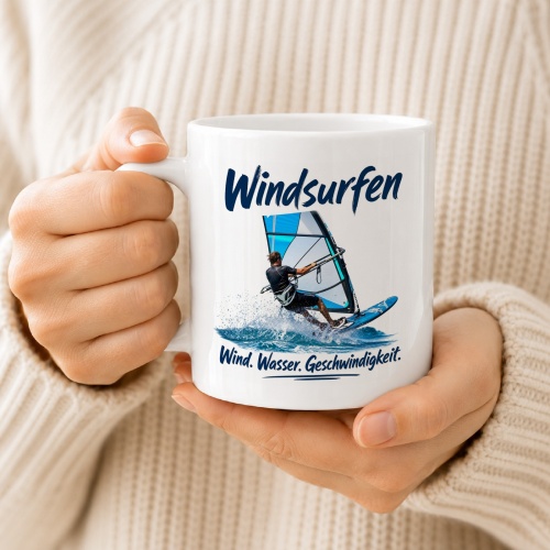Tasse »Windsurfen – Wind. Wasser. Geschwindigkeit.«