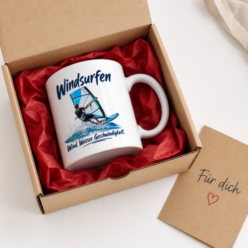 Tasse »Windsurfen – Wind. Wasser. Geschwindigkeit.«