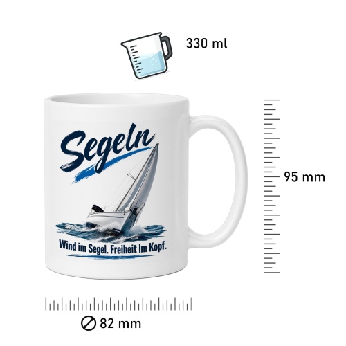 Tasse »Segeln – Wind im Segel. Freiheit im Kopf.«