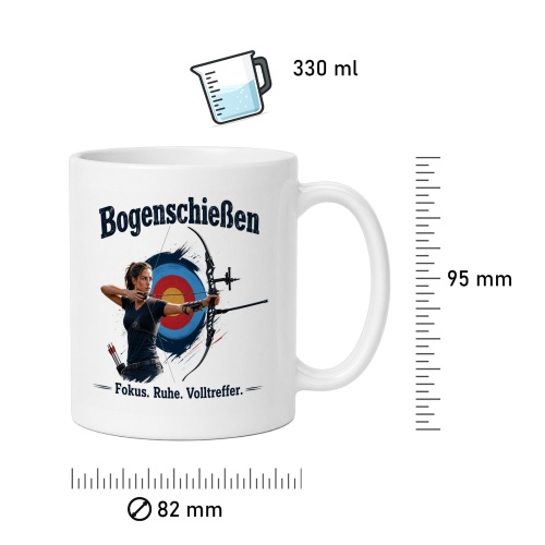 Tasse »Bogenschiessen – Fokus. Ruhe. Volltreffer.«