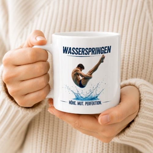 Tasse »Wasserspringen – Höhe. Mut. Perfektion.«