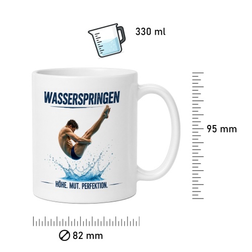 Tasse »Wasserspringen – Höhe. Mut. Perfektion.«
