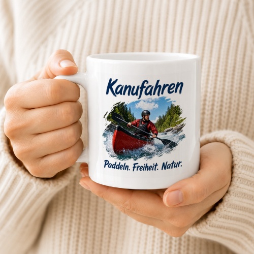 Tasse »Kanufahren – Paddeln. Freiheit. Natur.«