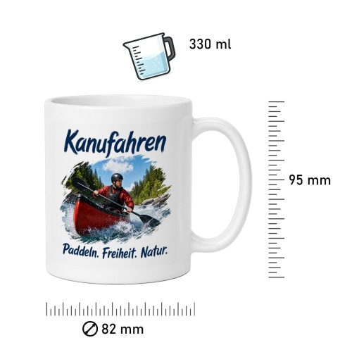 Tasse »Kanufahren – Paddeln. Freiheit. Natur.«