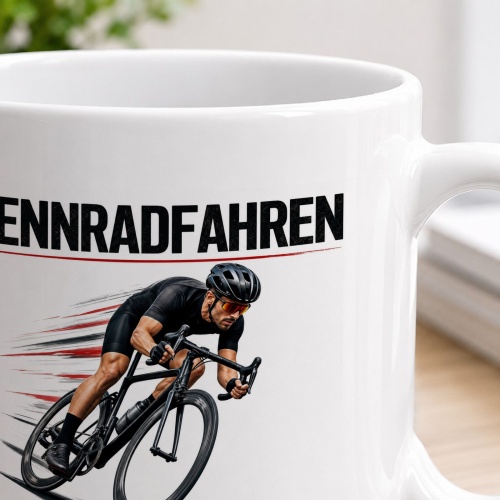 Tasse »Rennradfahren – Kilometer. Freiheit. Geschwindigkeit.«