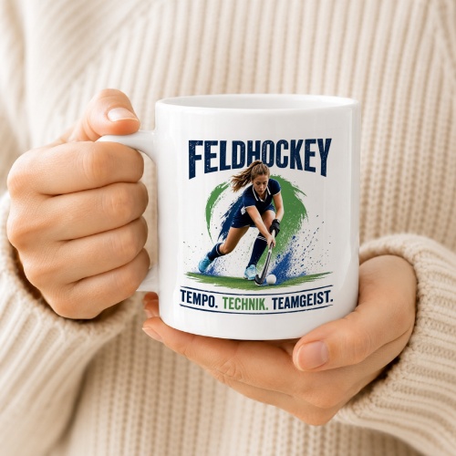 Tasse »Feldhockey – Tempo. Technik. Teamgeist.«