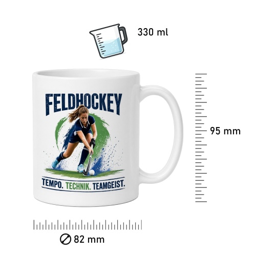 Tasse »Feldhockey – Tempo. Technik. Teamgeist.«