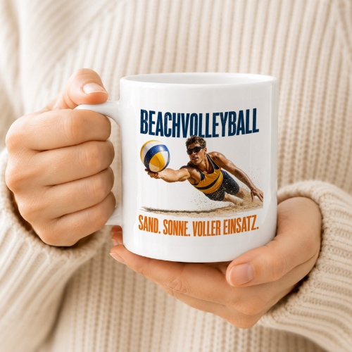 Tasse »BEACHVOLLEYBALL – Sand. Sonne. Voller Einsatz.«