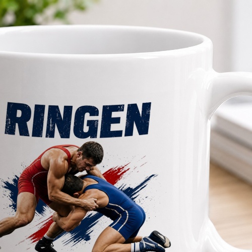 Tasse »Ringen – Kraft. Technik. Durchhaltevermögen.«