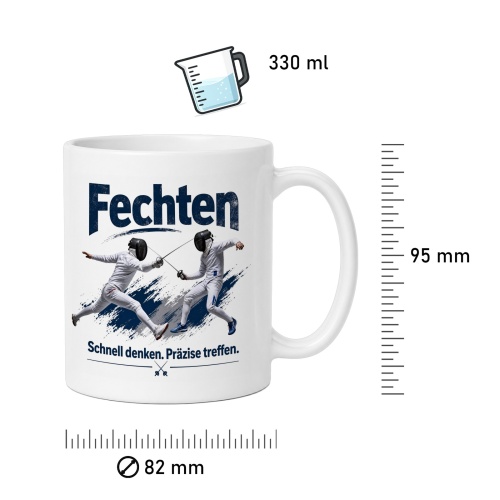 Tasse »Fechten – Schnell denken. Präzise treffen.«