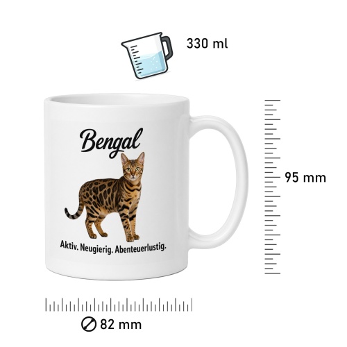 Tasse »Bengal – Aktiv. Neugierig. Abenteuerlustig.«