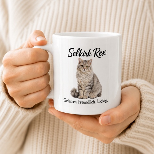 Tasse »Selkirk Rex – Gelassen. Freundlich. Lockig.«