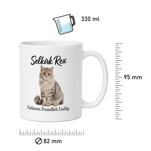 Tasse »Selkirk Rex – Gelassen. Freundlich. Lockig.«