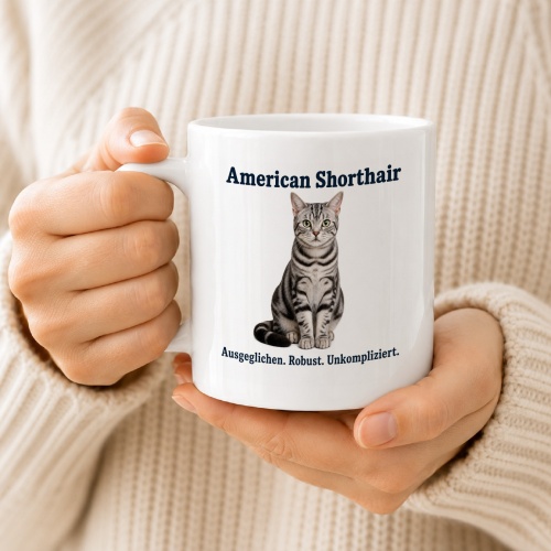 Tasse »American Shorthair – Ausgeglichen. Robust. Unkompliziert.«