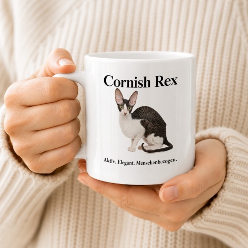 Tasse »Cornish Rex – Aktiv. Elegant. Menschenbezogen.«
