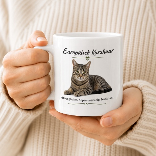 Tasse »Europäisch Kurzhaar – Ausgeglichen. Natürlich.«