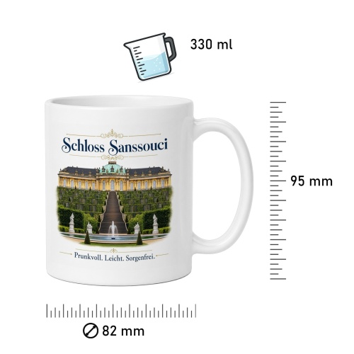 Tasse »Schloss Sanssouci – Prunkvoll. Leicht. Sorgenfrei.«