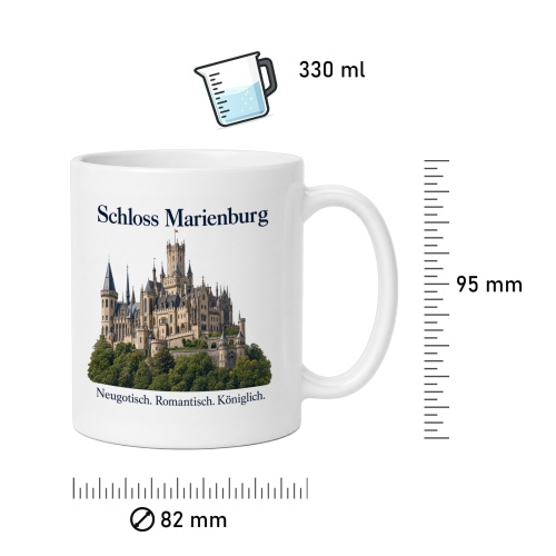 Tasse »Schloss Marienburg – Neugotisch. Romantisch. Königlich.«