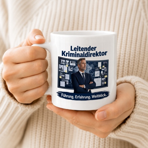 Tasse »Leitender Kriminaldirektor – Führung. Erfahrung. Weitblick.«