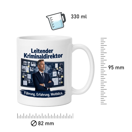 Tasse »Leitender Kriminaldirektor – Führung. Erfahrung. Weitblick.«