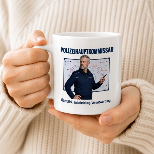 Tasse »Polizeihauptkommissar – Überblick. Entscheidung. Verantwortung.«