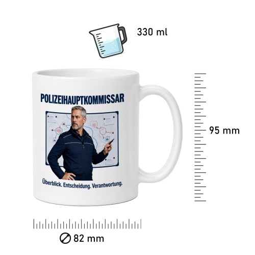 Tasse »Polizeihauptkommissar – Überblick. Entscheidung. Verantwortung.«