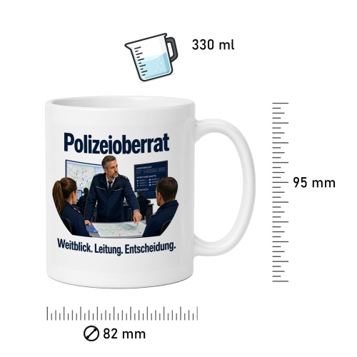 Tasse »Polizeioberrat – Weitblick. Leitung. Entscheidung.«
