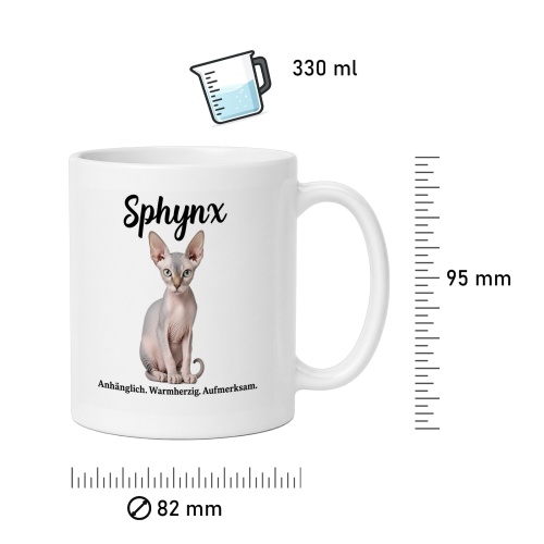 Tasse »Sphynx – Anhänglich. Warmherzig. Aufmerksam.«