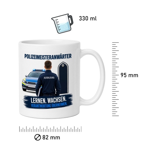 Tasse »Polizeimeisteranwärter – Lernen. Wachsen.«