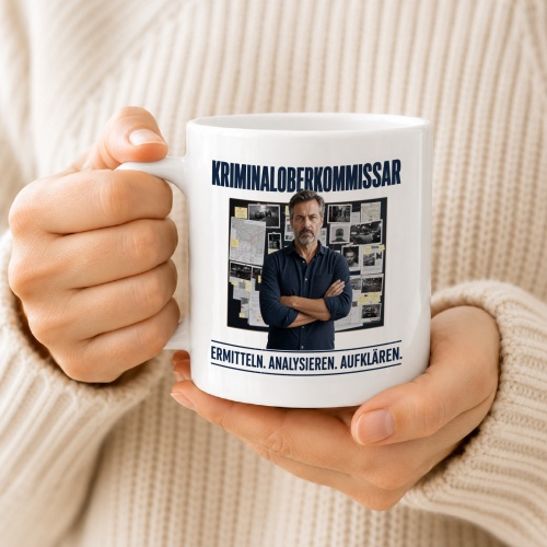 Tasse »Kriminaloberkommissar – Ermitteln. Analysieren. Aufklären.«