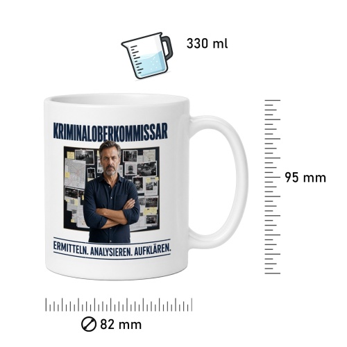 Tasse »Kriminaloberkommissar – Ermitteln. Analysieren. Aufklären.«