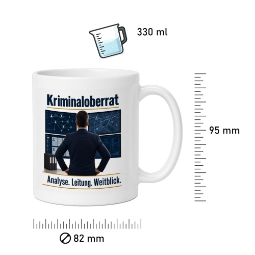 Tasse »Kriminaloberrat – Analyse. Leitung. Weitblick.«