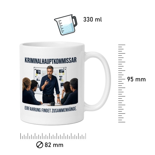 Tasse »Kriminalhauptkommissar – Erfahrung findet Zusammenhänge«