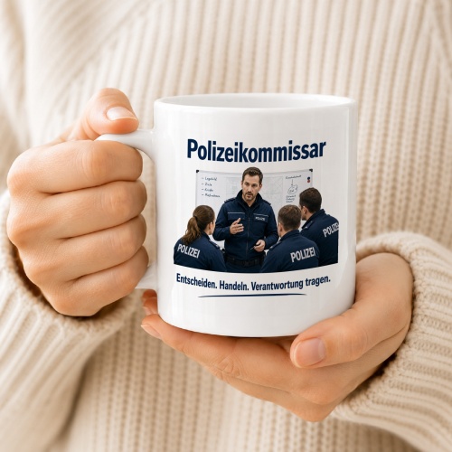 Tasse »Polizeikommissar – Entscheiden. Handeln. Verantwortung tragen.«