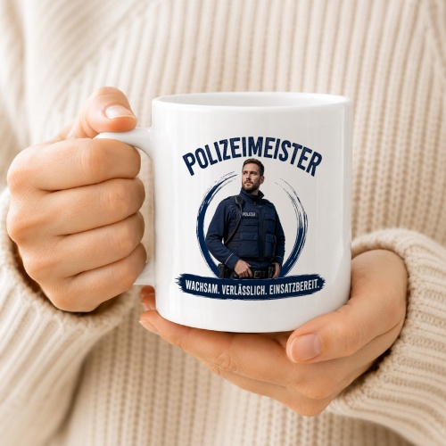 Tasse »Polizeimeister – Wachsam. Verlässlich. Einsatzbereit.«