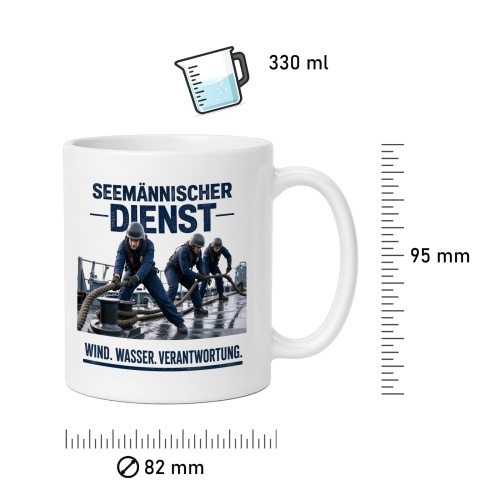 Tasse »Seemännischer Dienst – Wind. Wasser. Verantwortung.«