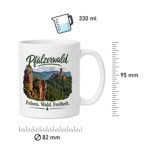 Tasse »Pfälzerwald – Felsen. Wald. Freiheit.«
