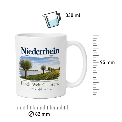 Tasse »Niederrhein – Flach. Weit. Gelassen.«