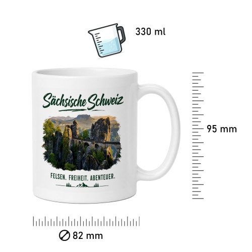 Tasse »Sächsische Schweiz – Felsen. Freiheit. Abenteuer.«