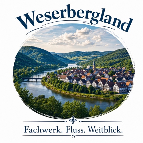 Tasse »Weserbergland – Fachwerk. Fluss....