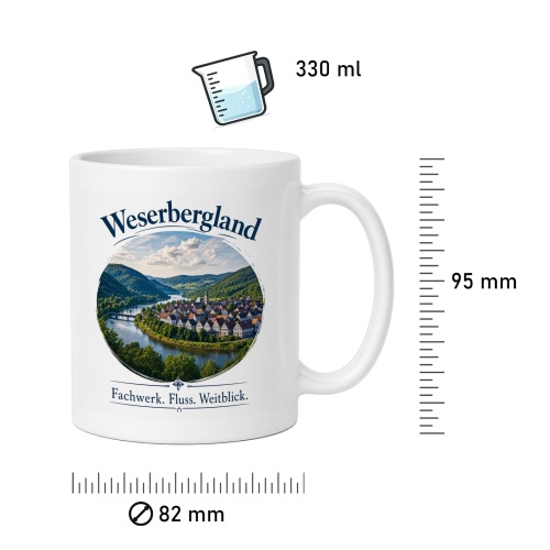 Tasse »Weserbergland – Fachwerk. Fluss. Weitblick.«