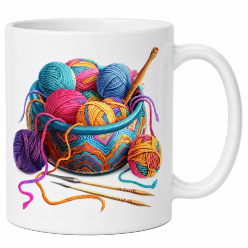 Tasse »Bunte Wollknäuel & Stricknadeln«