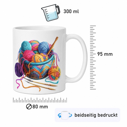 Tasse »Bunte Wollknäuel & Stricknadeln«