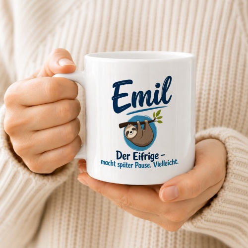 Tasse »Emil – Der Eifrige – macht später Pause. Vielleicht.«