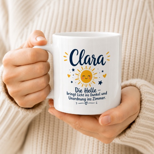 Tasse »Clara – Die Helle bringt Licht ins Dunkel«