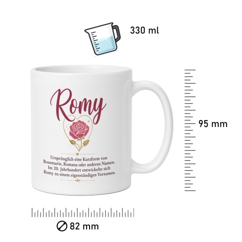 Tasse »Romy Namensdefinition & Rose«