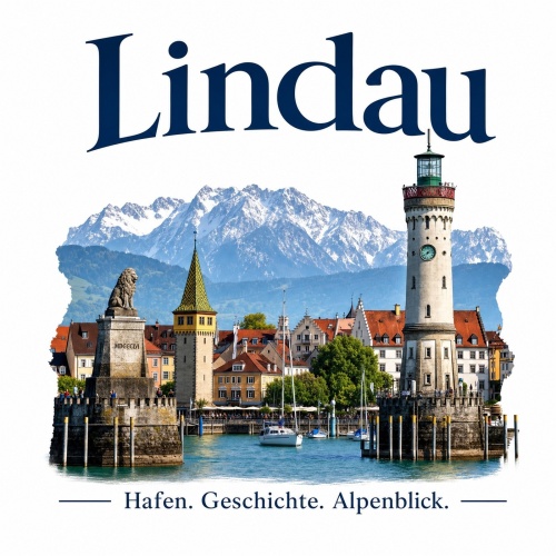 Tasse »Lindau Hafen. Geschichte. Alpenblick.«