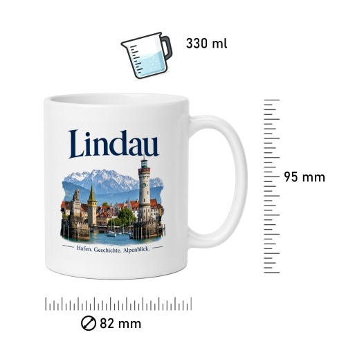 Tasse »Lindau Hafen. Geschichte. Alpenblick.«