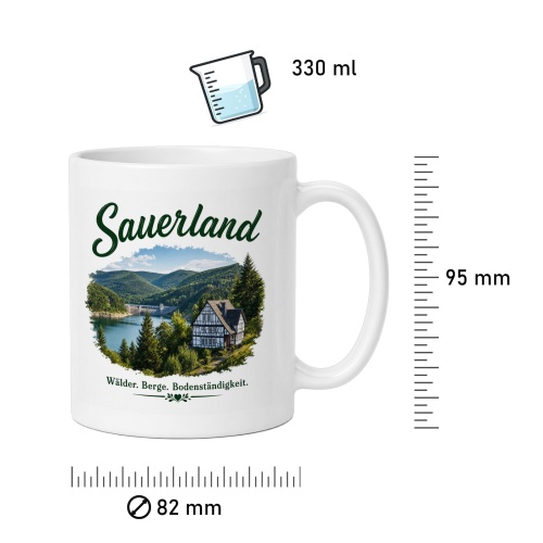 Tasse »Sauerland – Wälder. Berge. Bodenständigkeit.«