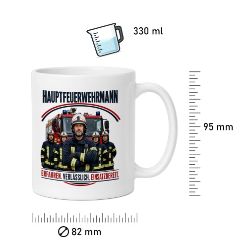 Tasse »Hauptfeuerwehrmann – Erfahren. Verlässlich. Einsatzbereit.«